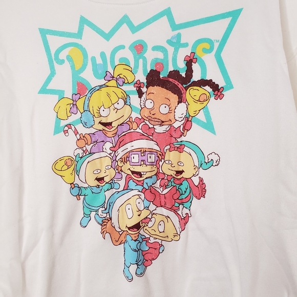 Nickelodeon Rugrats Graphic Holiday Nickelodeon Women's White Sweatshirt Size L - Picture 2 of 4